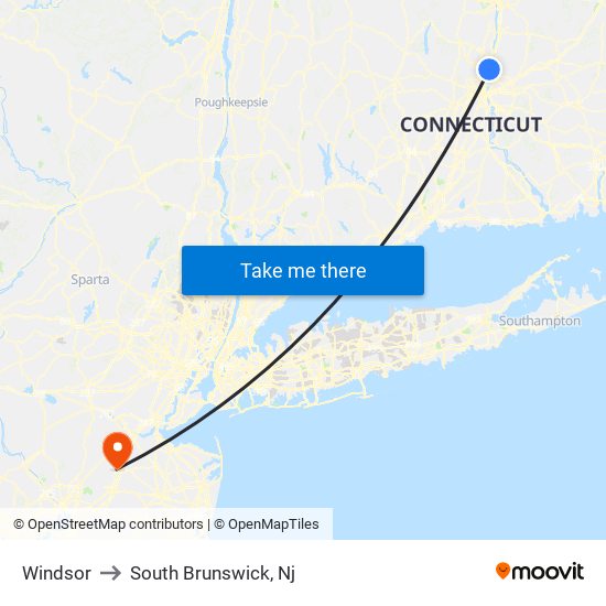 Windsor to South Brunswick, Nj map