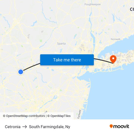 Cetronia to South Farmingdale, Ny map