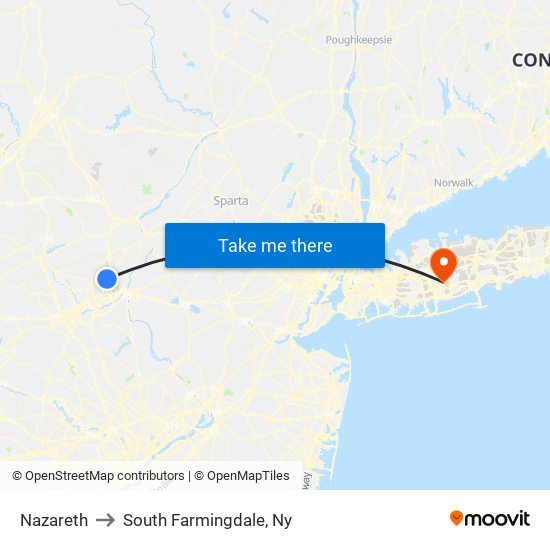 Nazareth to South Farmingdale, Ny map