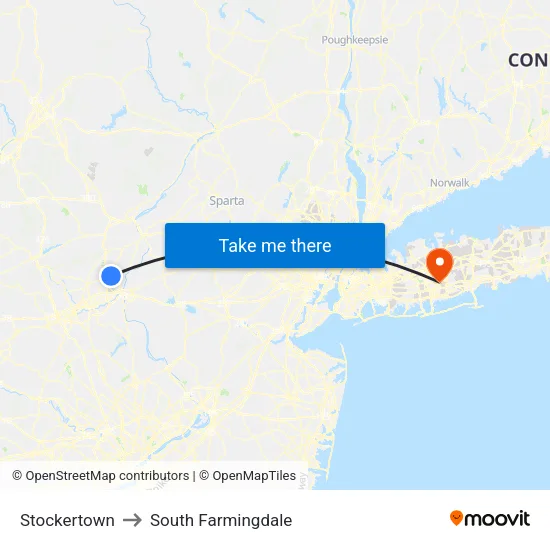 Stockertown to South Farmingdale map