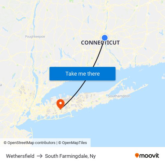 Wethersfield to South Farmingdale, Ny map