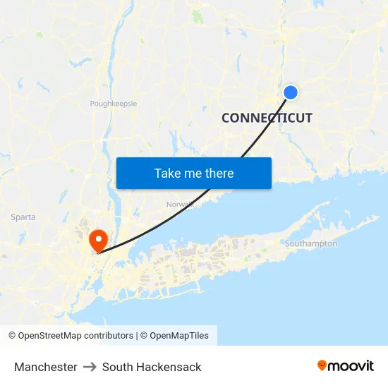 Manchester to South Hackensack map