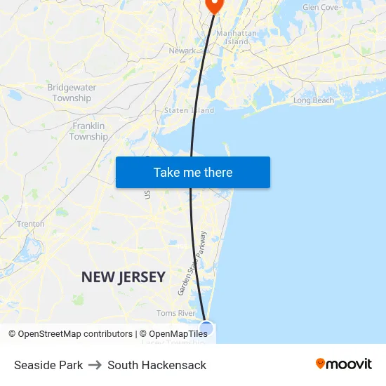 Seaside Park to South Hackensack map