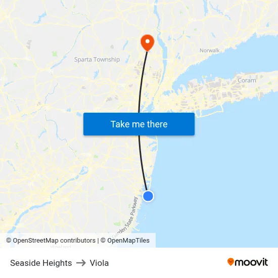 Seaside Heights to Viola map