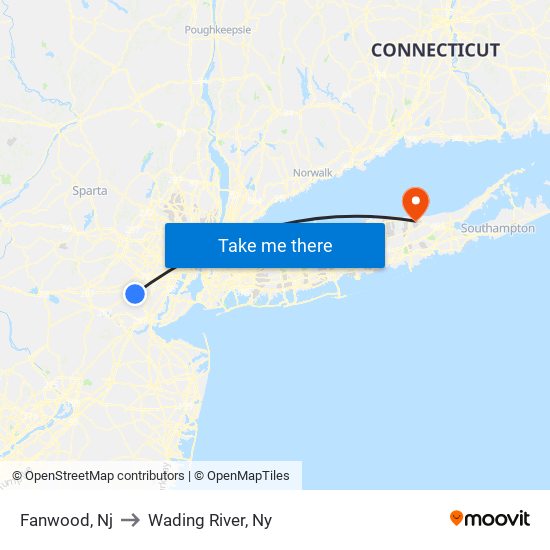 Fanwood, Nj to Wading River, Ny map