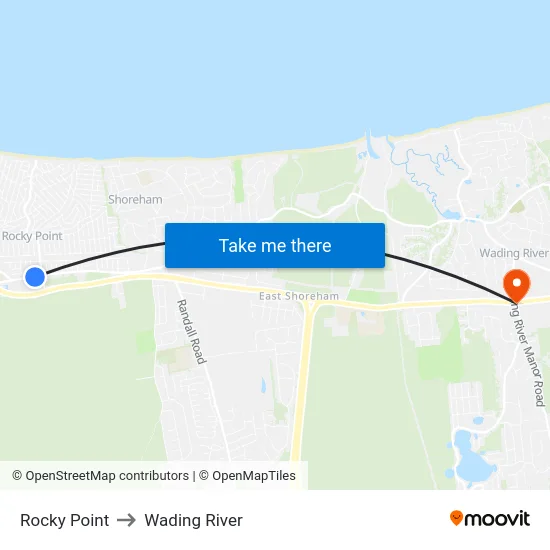 Rocky Point to Wading River map