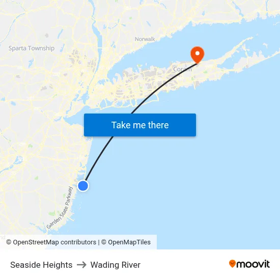 Seaside Heights to Wading River map