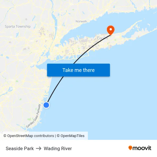 Seaside Park to Wading River map