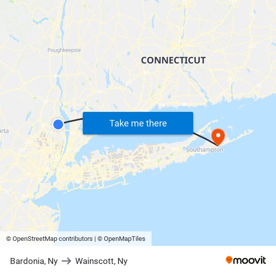 Bardonia, Ny to Wainscott, Ny map