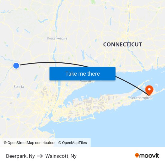 Deerpark, Ny to Wainscott, Ny map