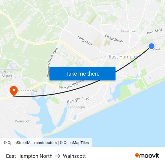 East Hampton North to Wainscott map