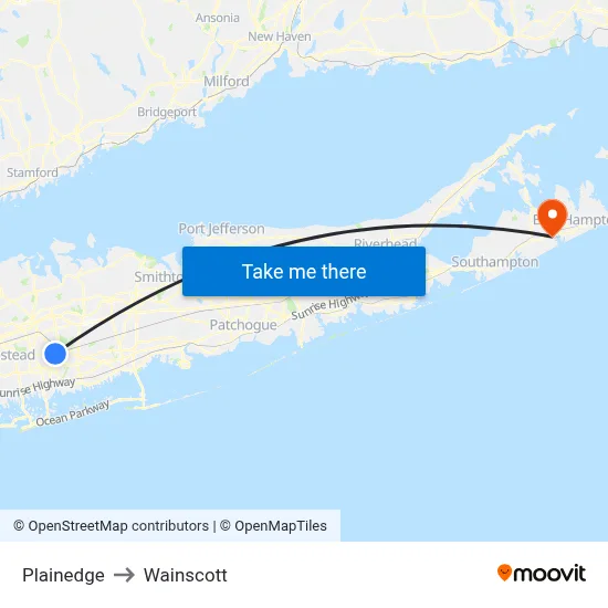 Plainedge to Wainscott map
