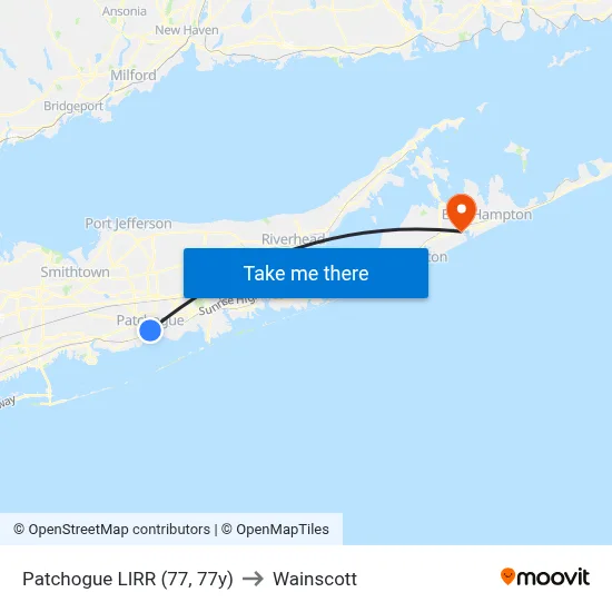 Patchogue LIRR (77, 77y) to Wainscott map