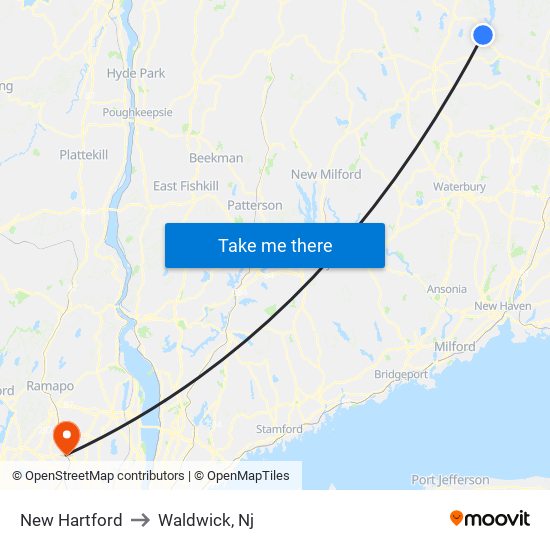 New Hartford to Waldwick, Nj map