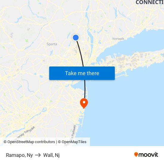 Ramapo, Ny to Wall, Nj map