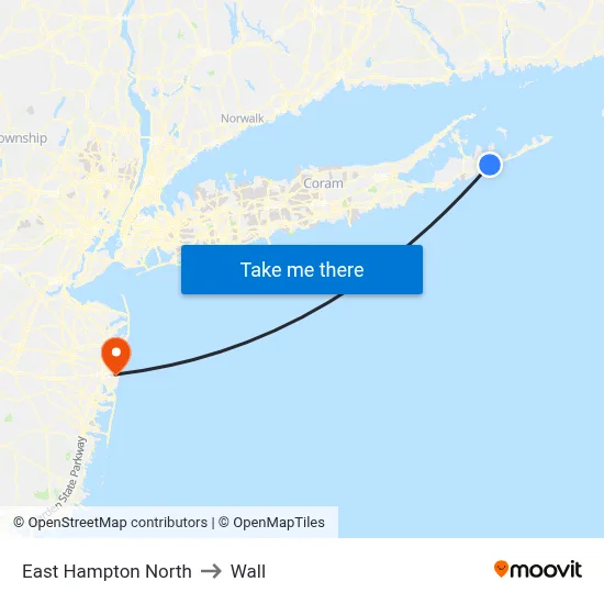 East Hampton North to Wall map