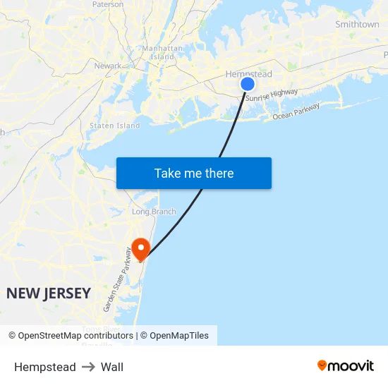 Hempstead to Wall map
