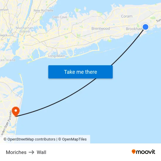 Moriches to Wall map