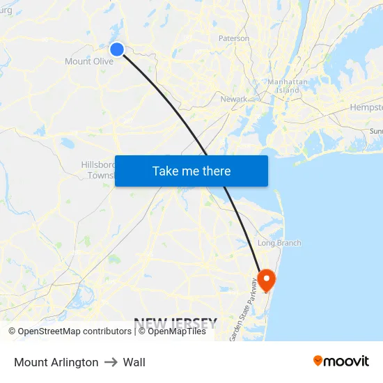 Mount Arlington to Wall map
