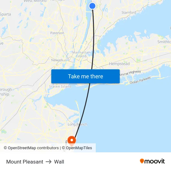 Mount Pleasant to Wall map
