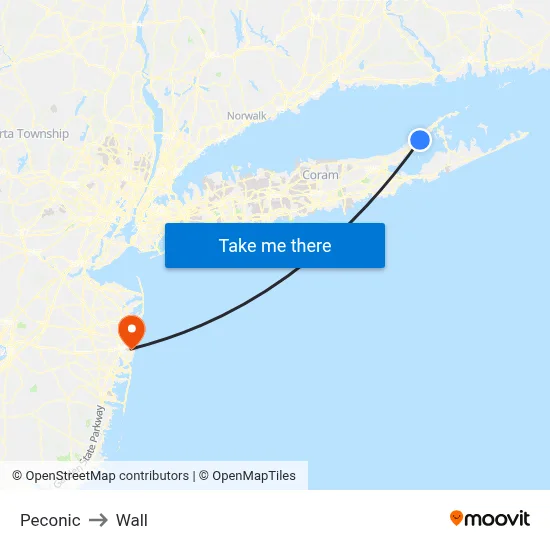Peconic to Wall map