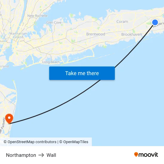 Northampton to Wall map