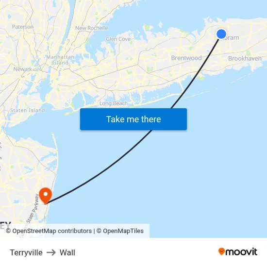 Terryville to Wall map