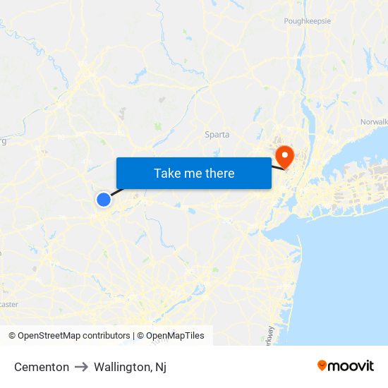 Cementon to Wallington, Nj map