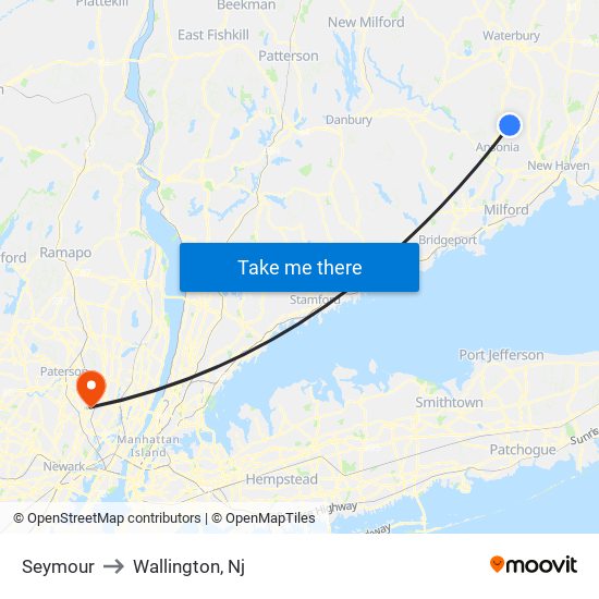 Seymour to Wallington, Nj map