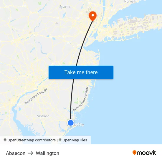 Absecon to Wallington map