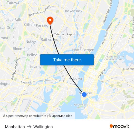 Manhattan to Wallington with public - City 76313 City 76152