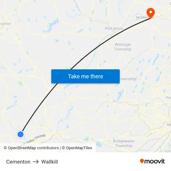 Cementon to Wallkill map