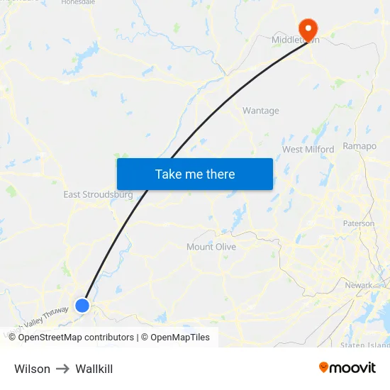 Wilson to Wallkill map