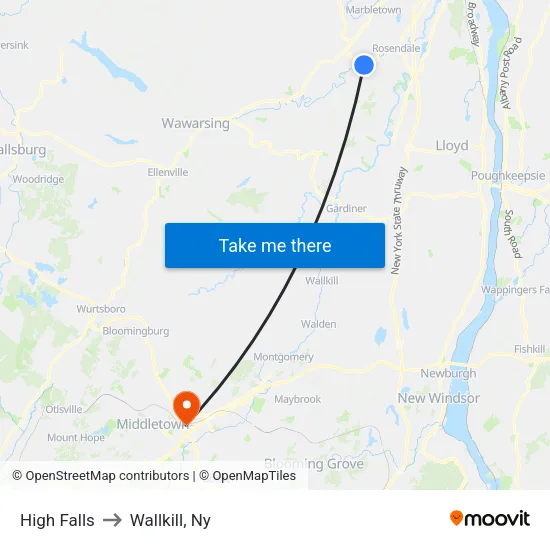 High Falls to Wallkill, Ny map