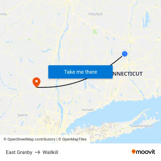 East Granby to Wallkill map