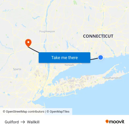 Guilford to Wallkill map