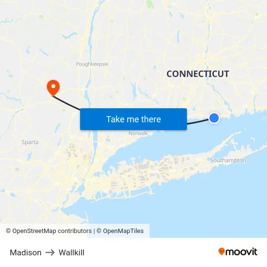 Madison to Wallkill map