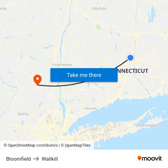 Bloomfield to Wallkill map