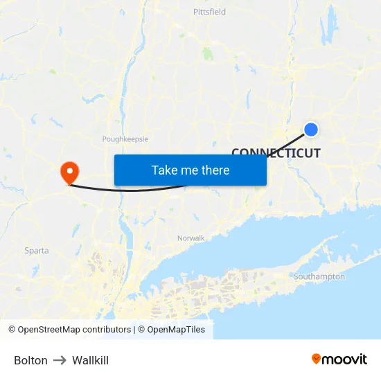 Bolton to Wallkill map