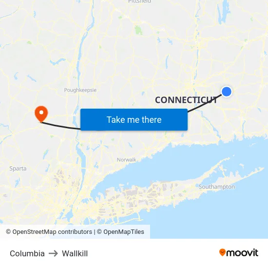 Columbia to Wallkill map