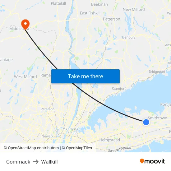 Commack to Wallkill map