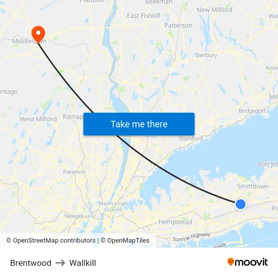 Brentwood to Wallkill map