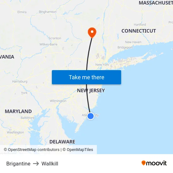 Brigantine to Wallkill map