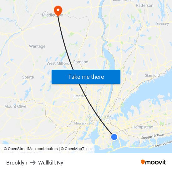 Brooklyn to Wallkill, Ny map