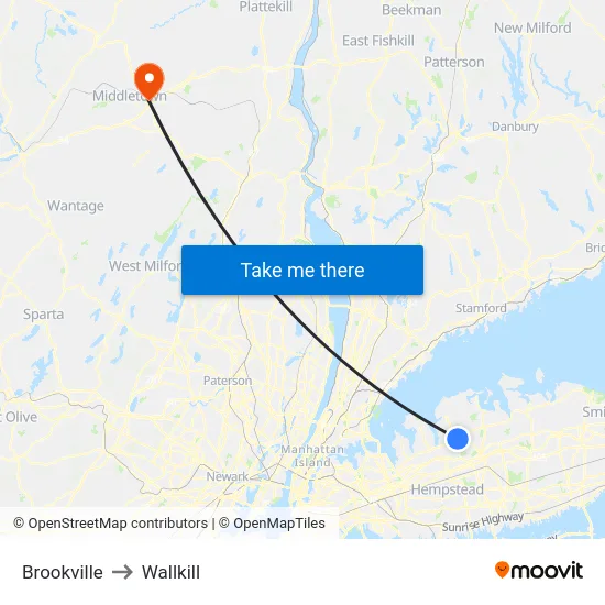 Brookville to Wallkill map