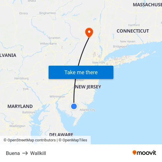 Buena to Wallkill map