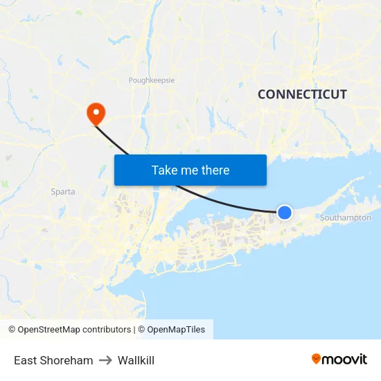 East Shoreham to Wallkill map