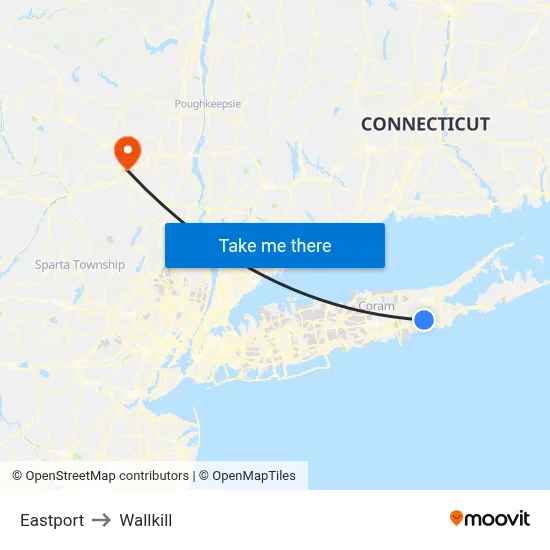 Eastport to Wallkill map