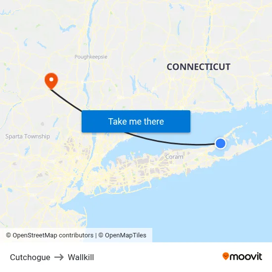 Cutchogue to Wallkill map