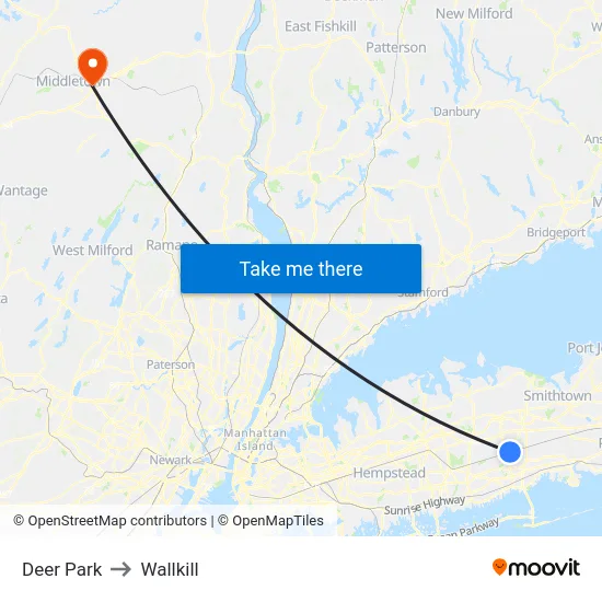 Deer Park to Wallkill map